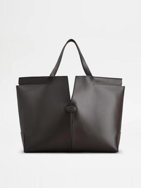 TOD'S DI FOLIO IN LEATHER MEDIUM - BROWN