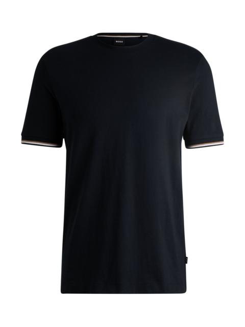 COTTON-JERSEY T-SHIRT WITH SIGNATURE-STRIPE CUFFS