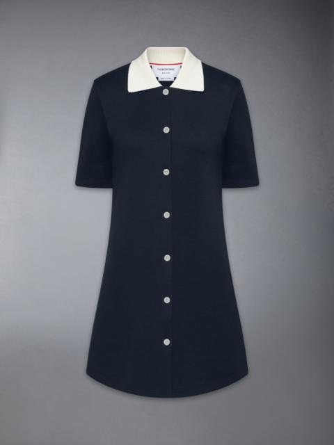 SOLID DOUBLE FACE KNIT POLO DRESS