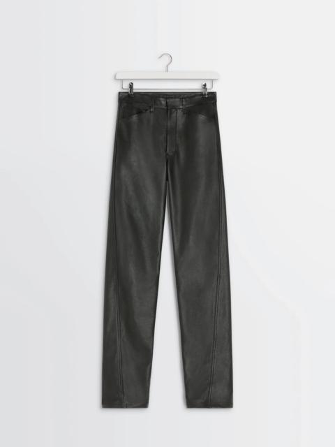 LEATHER FIVE POCKETS TWISTED PANTS
