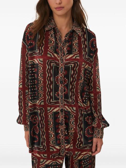 Snake Scarves-print pleated shirt