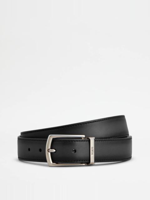 ADJUSTABLE AND REVERSIBLE BELT IN LEATHER - BLACK