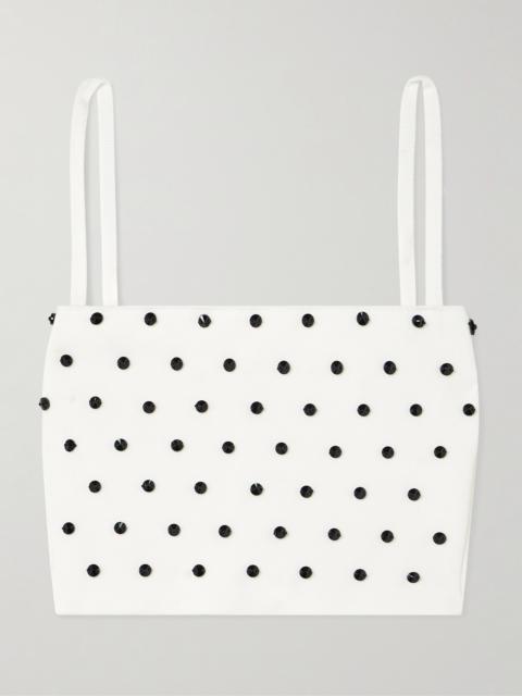 Cropped Crystal-embellished Knitted Top