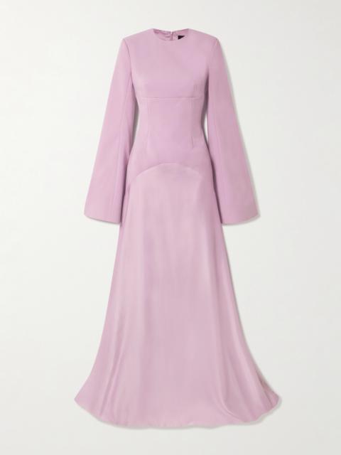 Claudine Satin-trimmed Crepe Gown