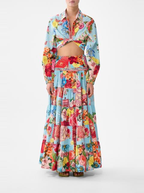 JERSEY SPLICED TIERED SKIRT