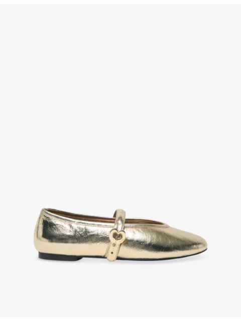Metallic Leather Ballet Flats