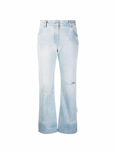 high-rise distressed straight-leg jeans