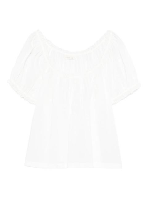 lace-detail scoop-neck blouse