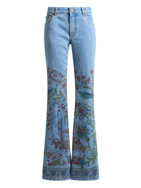 printed flare jeans