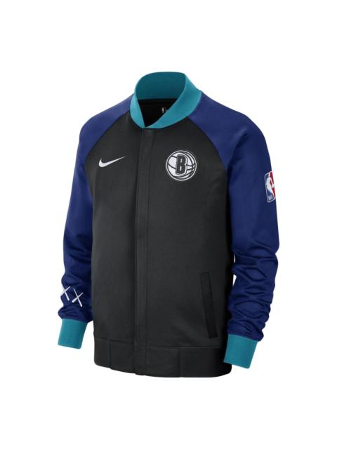 Nike x Kaws x NBA Brooklyn Nets City Edition Jacket 'Black Blue Green' FB3498-010