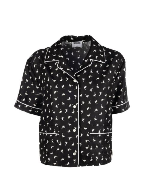 goose-print piped shirt