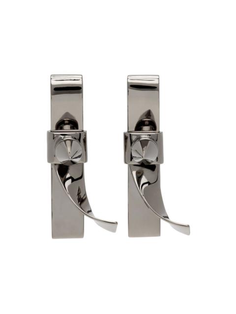 Gunmetal Spike Ribbon Clip-On Earrings