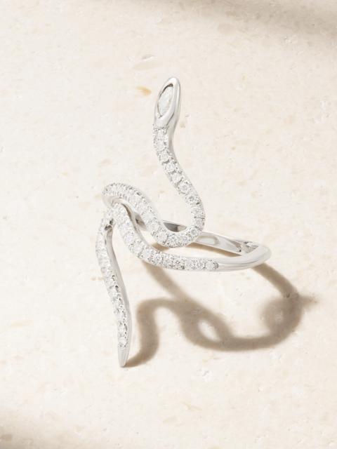 Queen Curled Snake 18-karat White Gold Diamond Ring