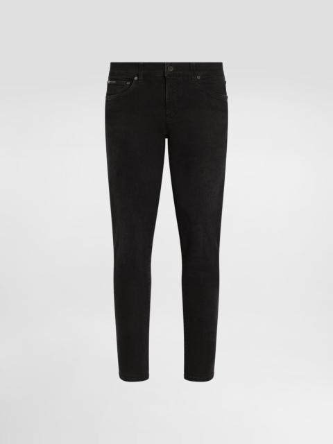 Gray wash slim-fit stretch jeans