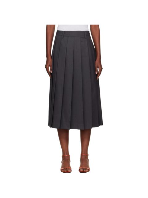 Gray Pleats Midi Skirt