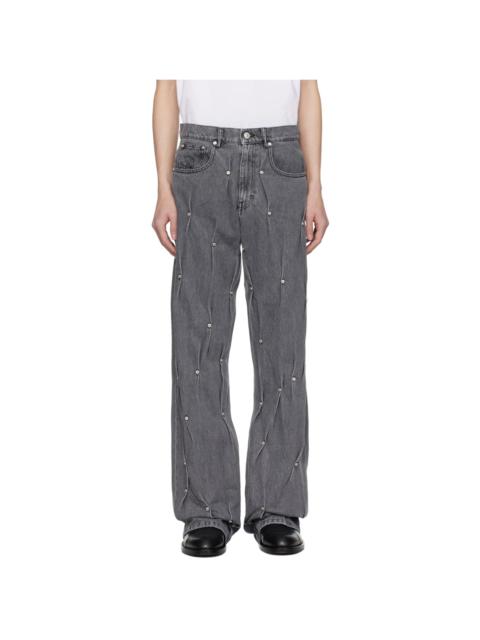 Gray Multi Rivet Jeans
