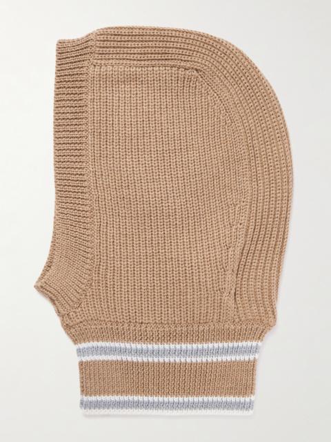 Striped Ribbed Wool Balaclava