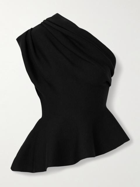Aimee Asymmetric One-shoulder Wool-blend Peplum Top