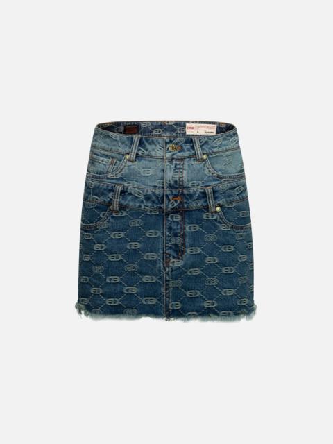 2-IN-1 ALLOVER LOGO JACQUARD REGULAR FIT DENIM SKIRT