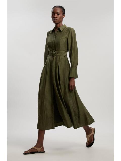 Organdie Woven Midi Shirt Dress