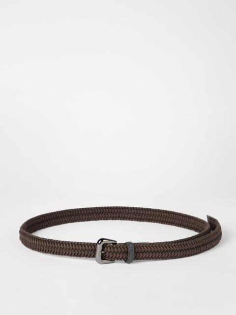 Stretch cotton braided belt with shiny loop