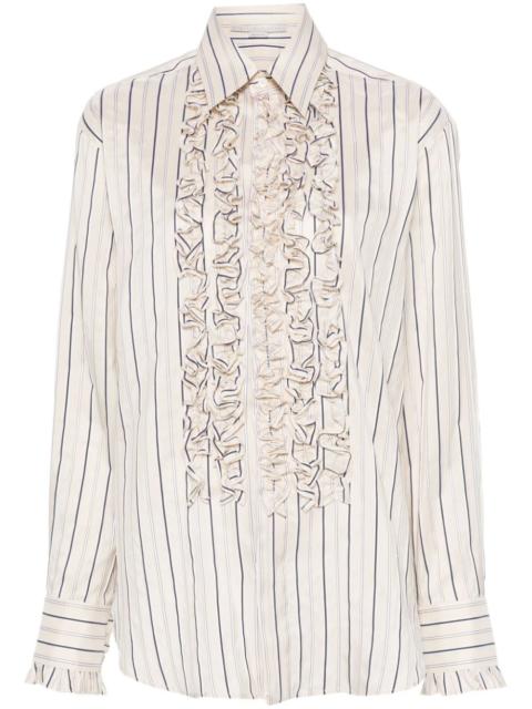 striped ruffled shirt