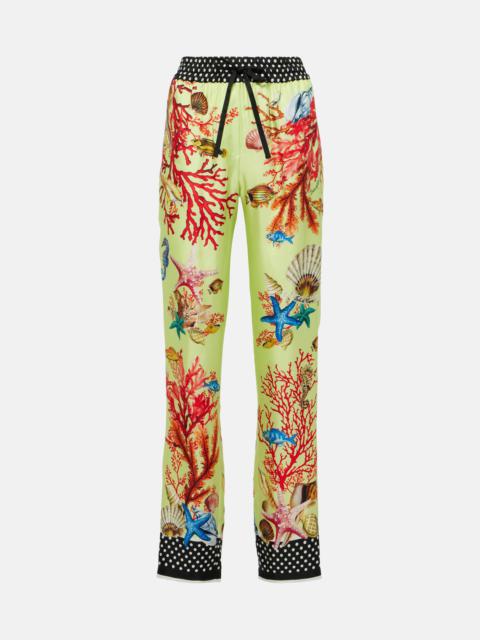 Capri printed silk wide-leg pants