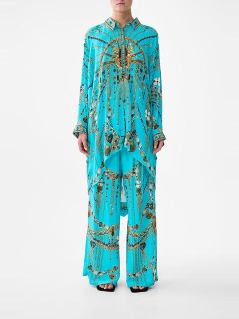 BUTTON UP TOP WITH DRAPED BACK