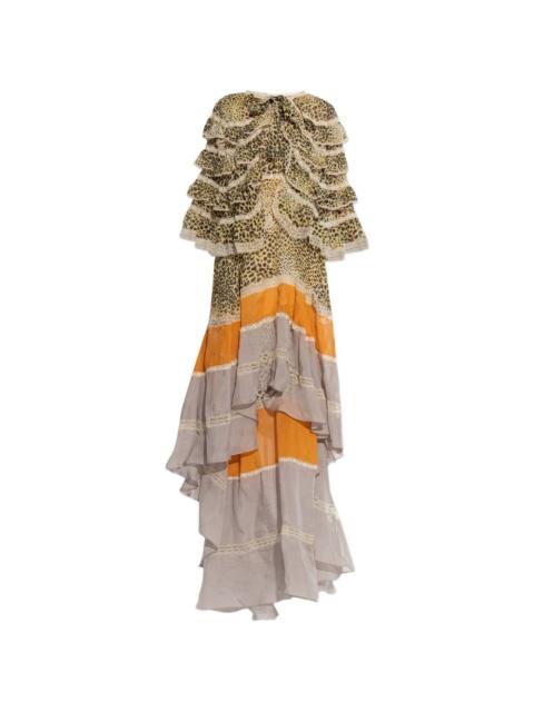 ruffled leopard-print maxi dress