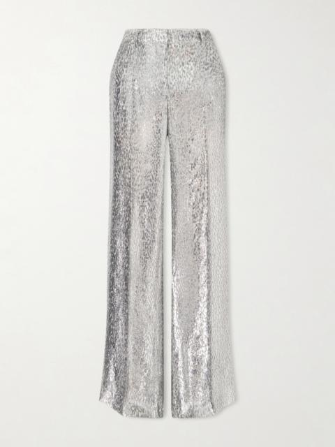 Metallic Fil-coupé Crepe Straight-leg Pants