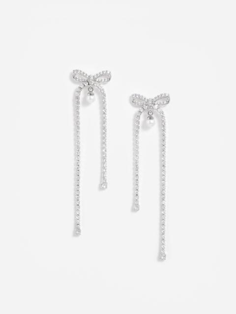 Crystal Bow Pearl Dangle Earrings