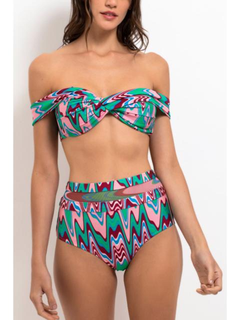 Wave Printed Mesh Bikini Bottom