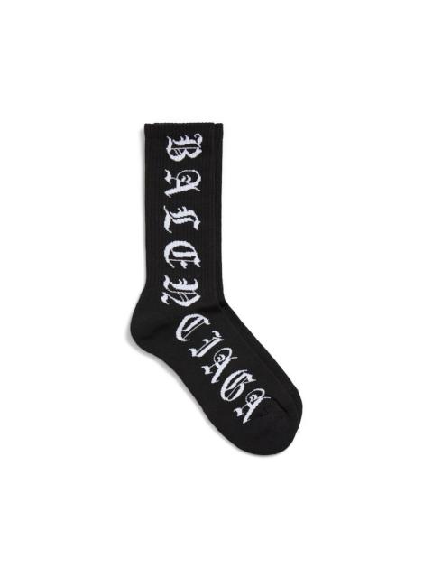 Men's All-around Blackletter Socks in Black/white