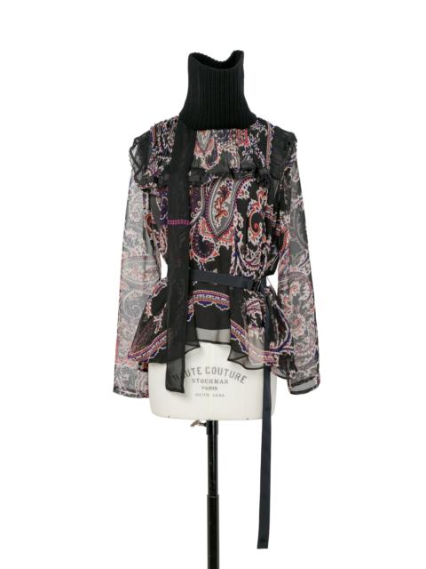 Paisley Print x Wool Knit Pullover