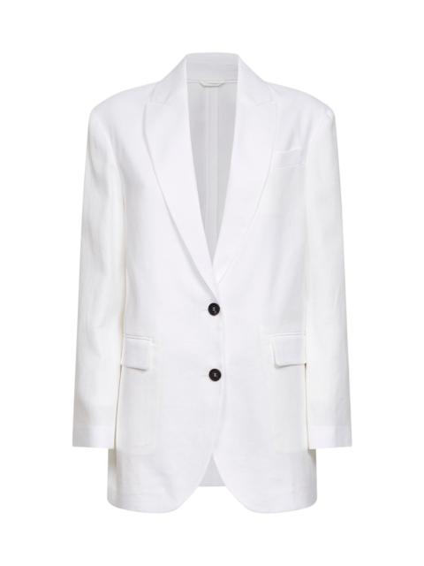 White cotton canvas jacket with monili