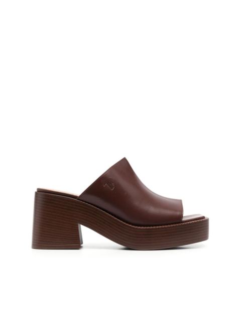 80mm leather platform mules