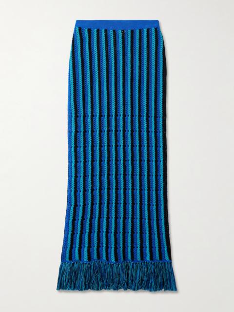 Misti Tasseled Open-knit Cotton Maxi Skirt