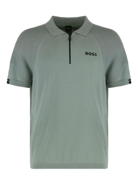 ribbed-cuffs zip-fastening polo shirt