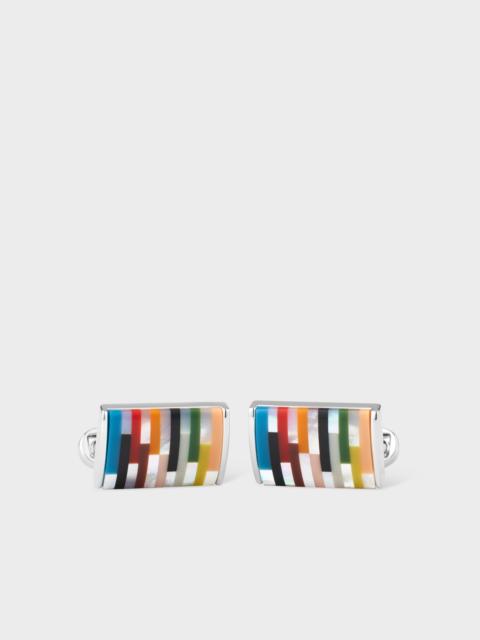 Silver 'Signature Stripe' Curve Cufflinks