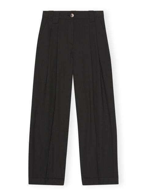 BLACK DRAPEY MELANGE PLEAT PANTS