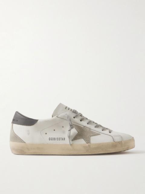 Super-Star Distressed Suede-Trimmed Leather Sneakers White