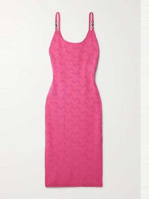 Embellished jacquard-knit midi dress