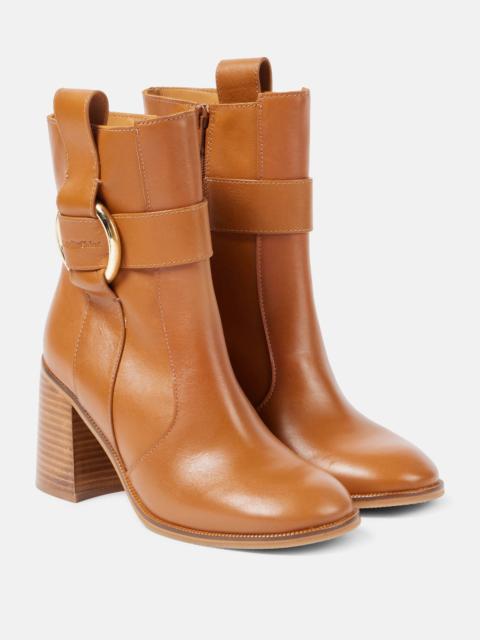 New Ring 80 leather ankle boots