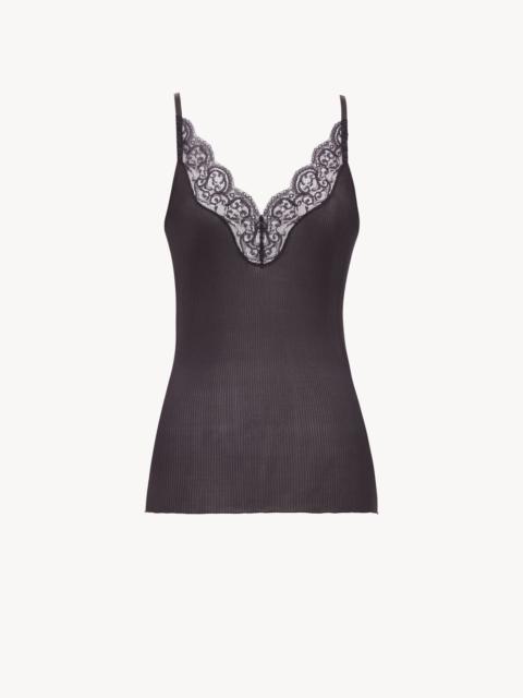 LACED TANK TOP IN RIBBED SILK JERSEY