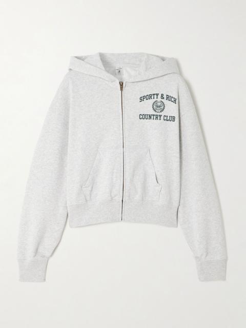 Varsity Crest printed cotton-jersey hoodie Light gray