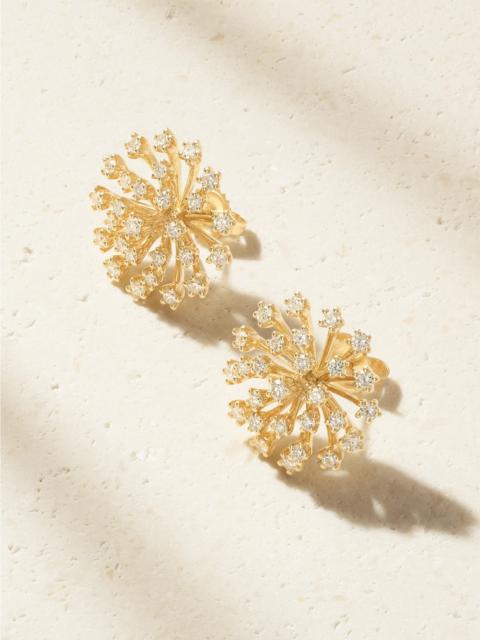Burst Flower 14-karat Gold Diamond Earrings