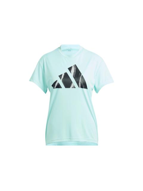 adidas Women's Run It Brand Love T-Shirt Semi Flash Aqua