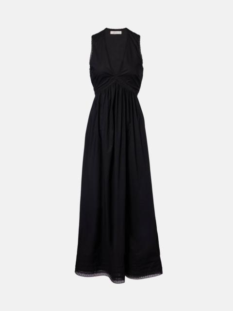 Fiora lace-trimmed cotton maxi dress