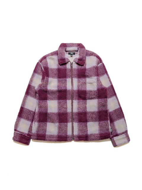 Stüssy Zip Sherpa Shadow Plaid Berry