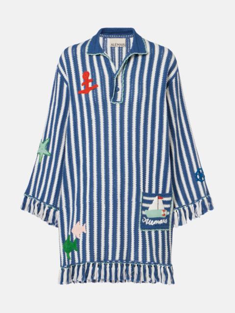 Crochet striped cotton minidress